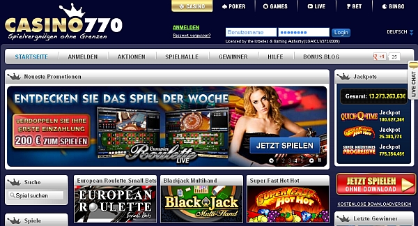 Casino 770 - jetzt risikofrei kennen lernen