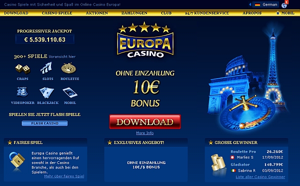 Europa Casino - jetzt Bonus sichern