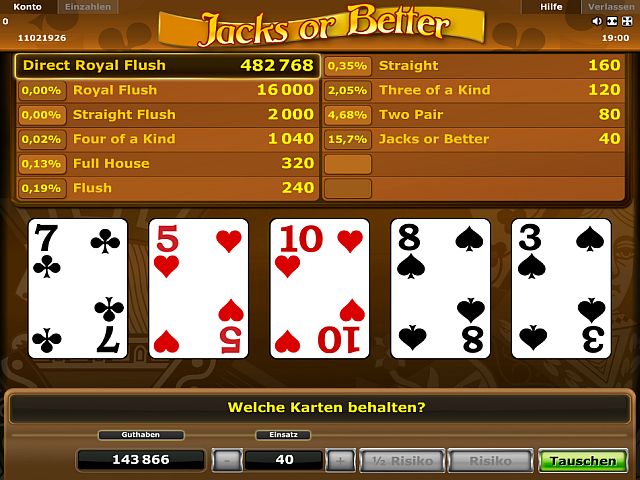 Jacks or Better Videopoker