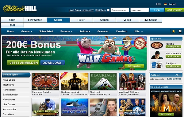 Bonus sichern bei William Hill